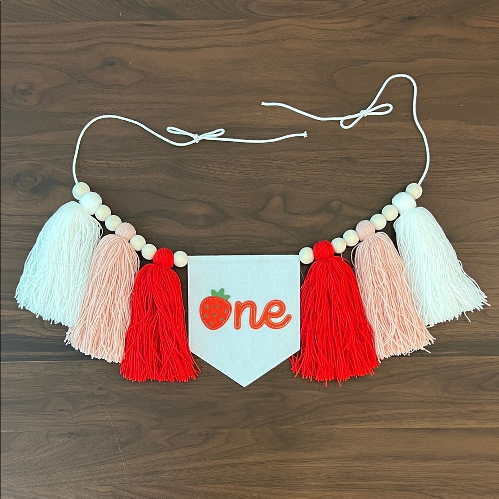 Strawberry 1st Birthday Highchair Banner